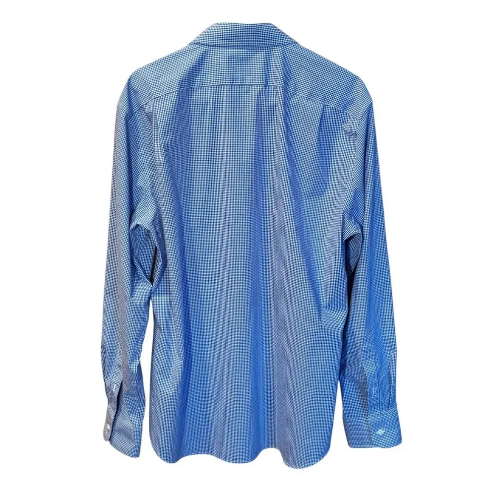 J.Crew Flex Wrinkle-Free‎ Blue Gingham Dress Shirt XL (17-17½)
